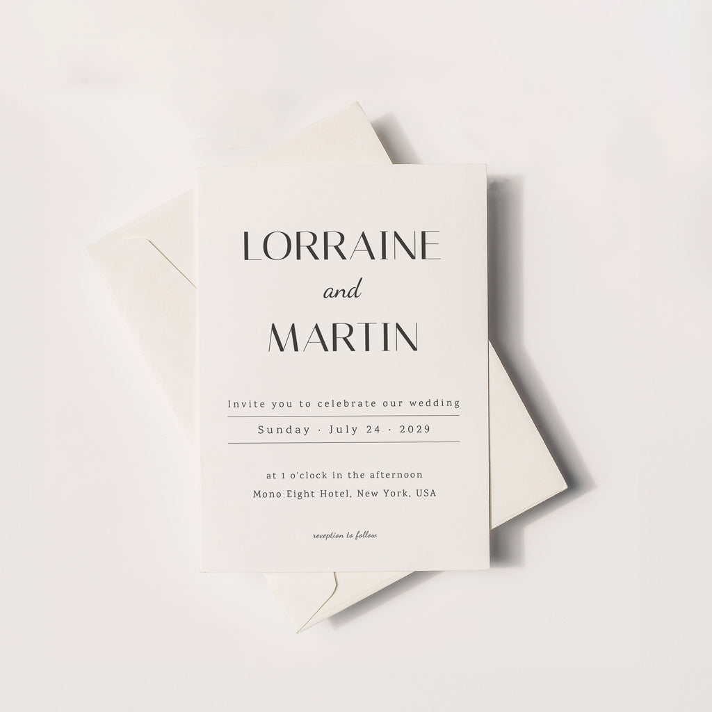 Plantilla clásica de invitación de boda con serifa | Atemporal y elegante