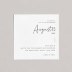 Minimal wedding invitation featuring handwritten date typography, clean serif details, and centered modern layout