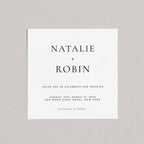 Graphic wedding invitation design featuring strong serif type and centered composition