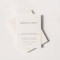 Minimalist wedding invitation mockup with envelope featuring elegant serif typography, neutral modern stationery design