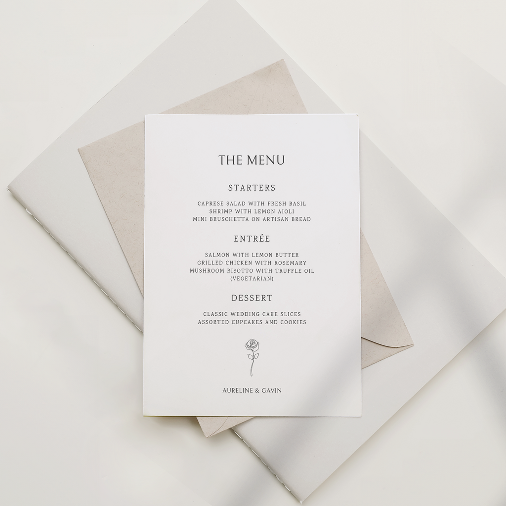 Floral Line Serif Wedding Menu