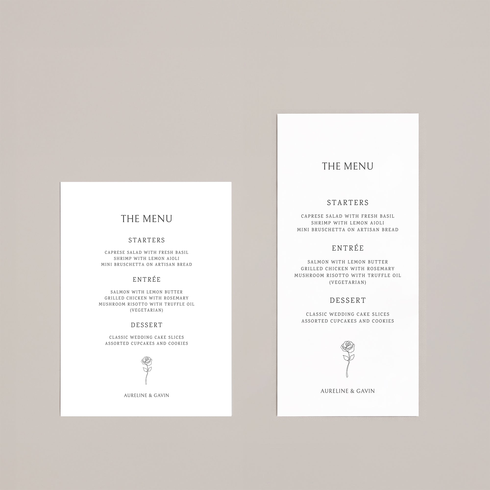 Floral Line Serif Wedding Menu