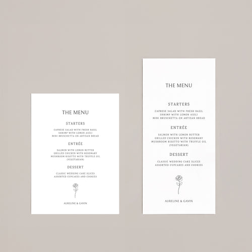 Floral Line Serif Wedding Menu