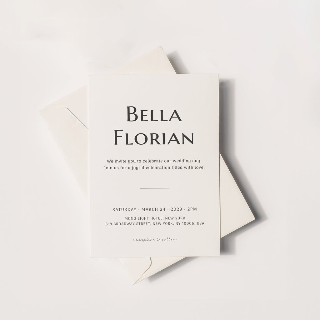 Plantilla de invitación de boda clásica y suave | Texto editable