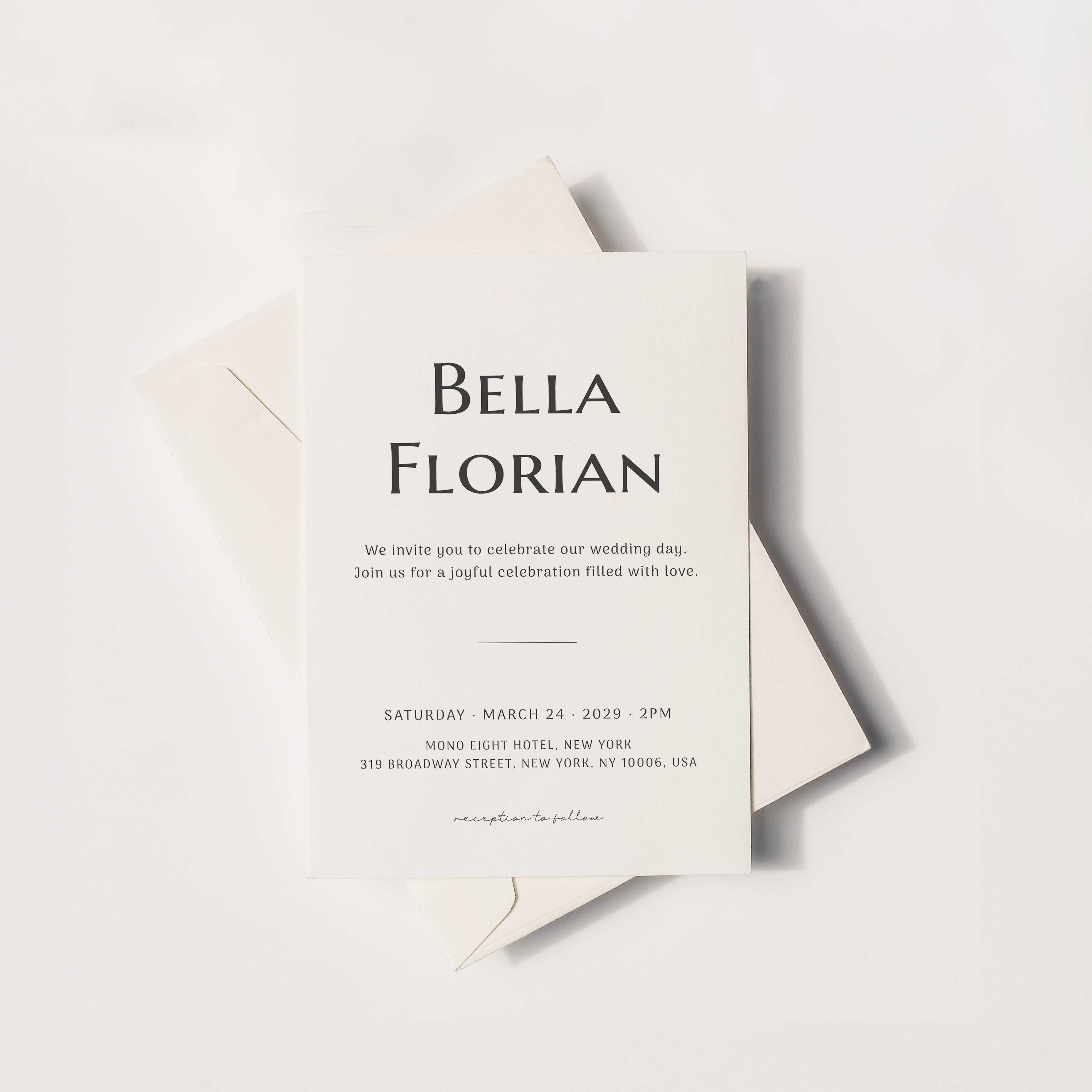 Plantilla de invitación de boda clásica y suave | Texto editable