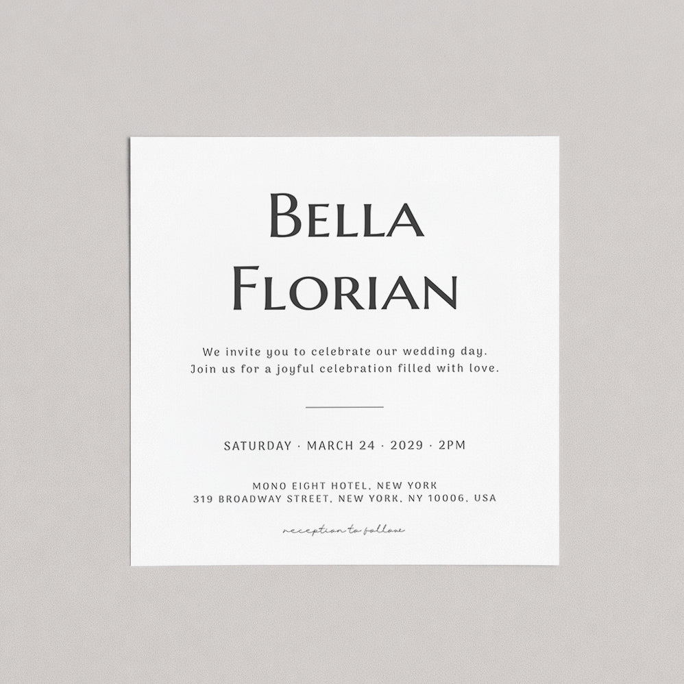 Plantilla de invitación de boda clásica y suave | Texto editable