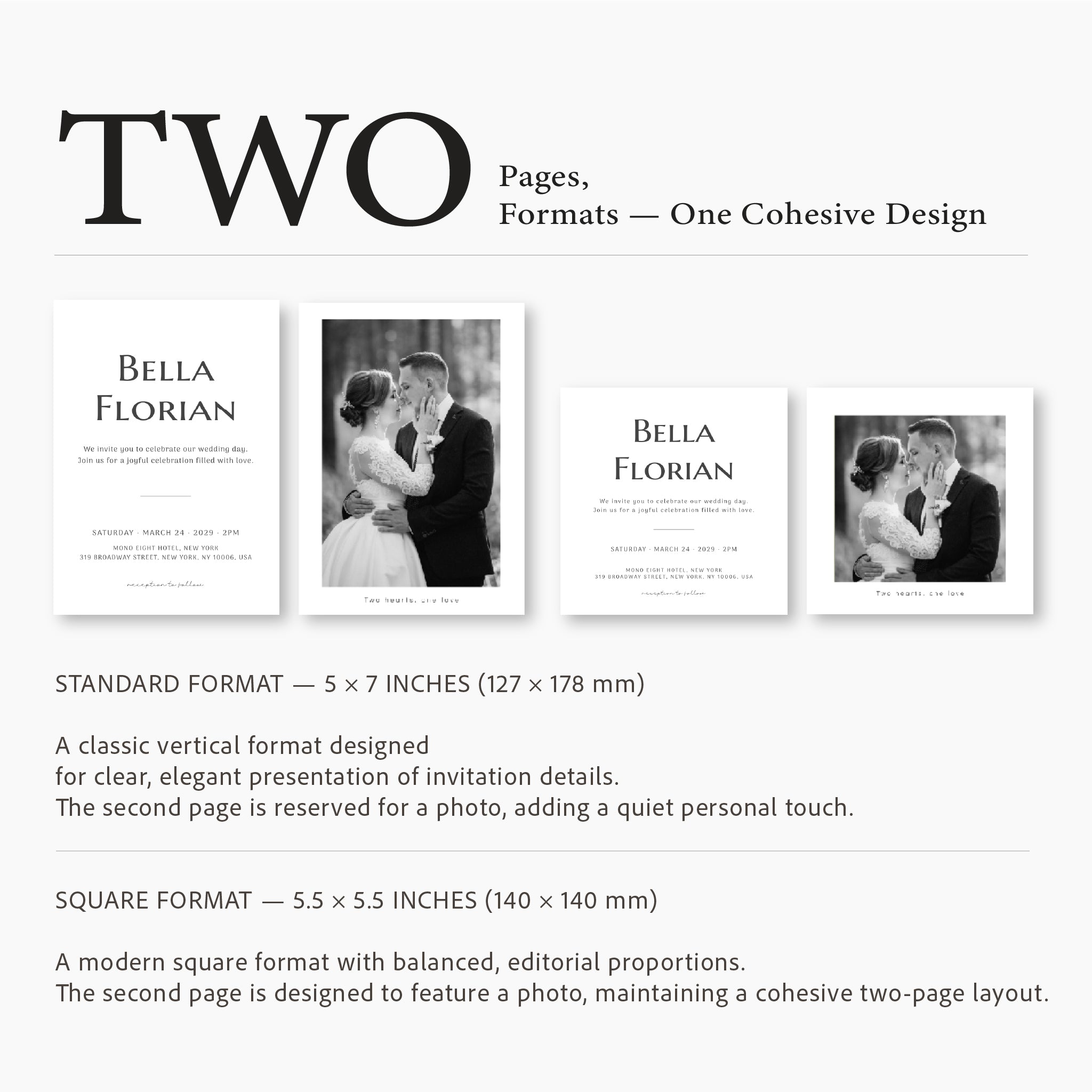 Plantilla de invitación de boda clásica y suave | Texto editable