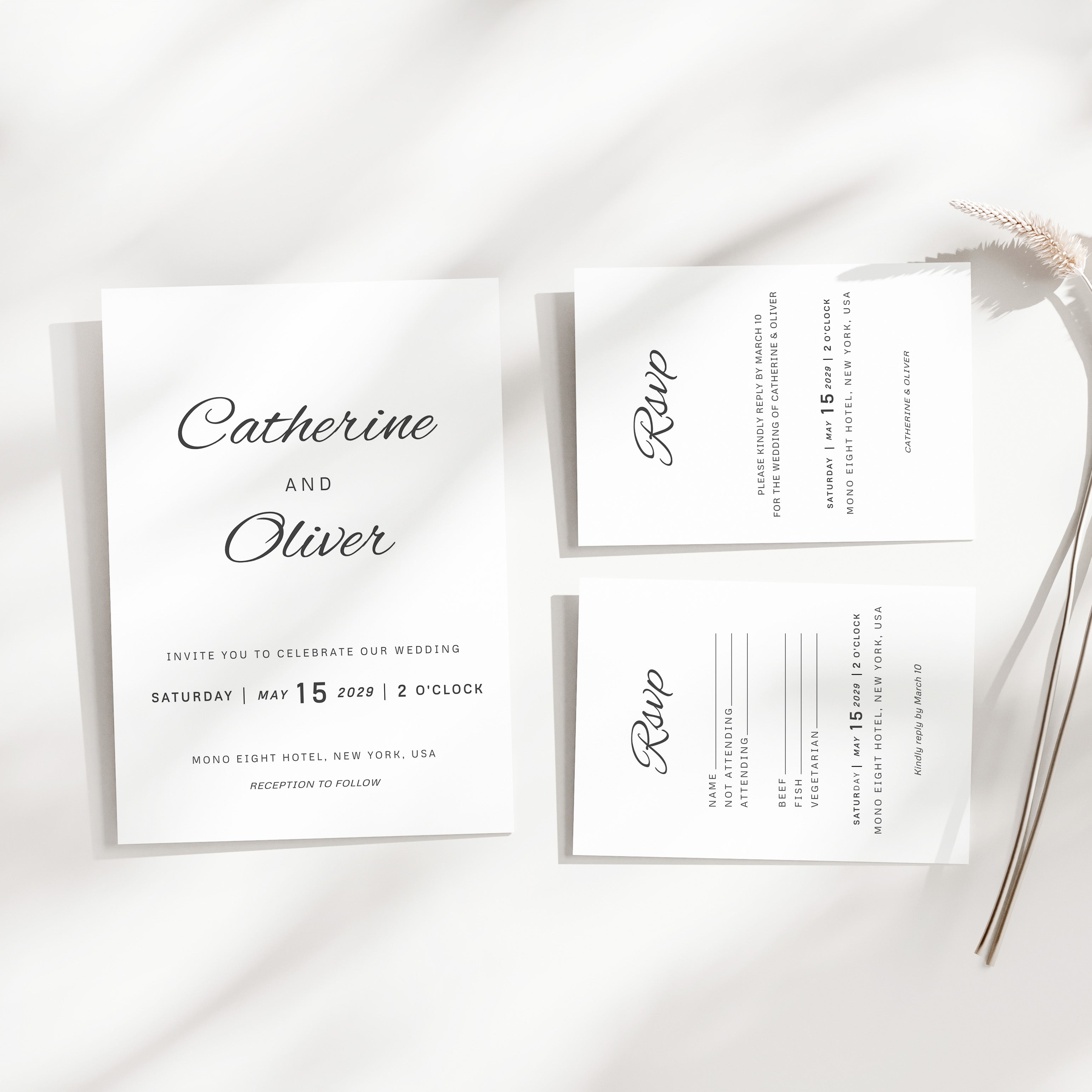 Timeless Cursive Wedding Invitation Suite