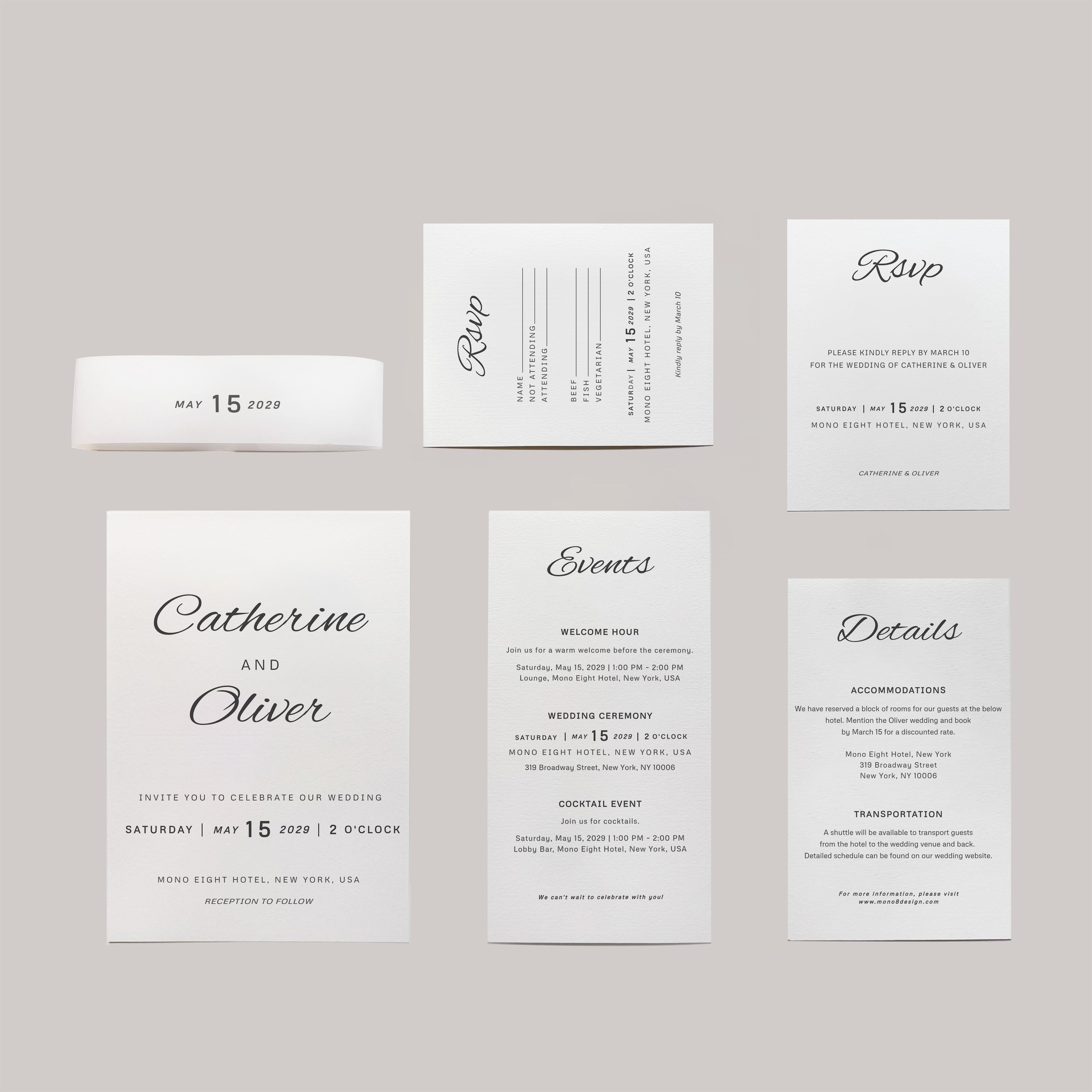 Timeless Cursive Wedding Invitation Suite
