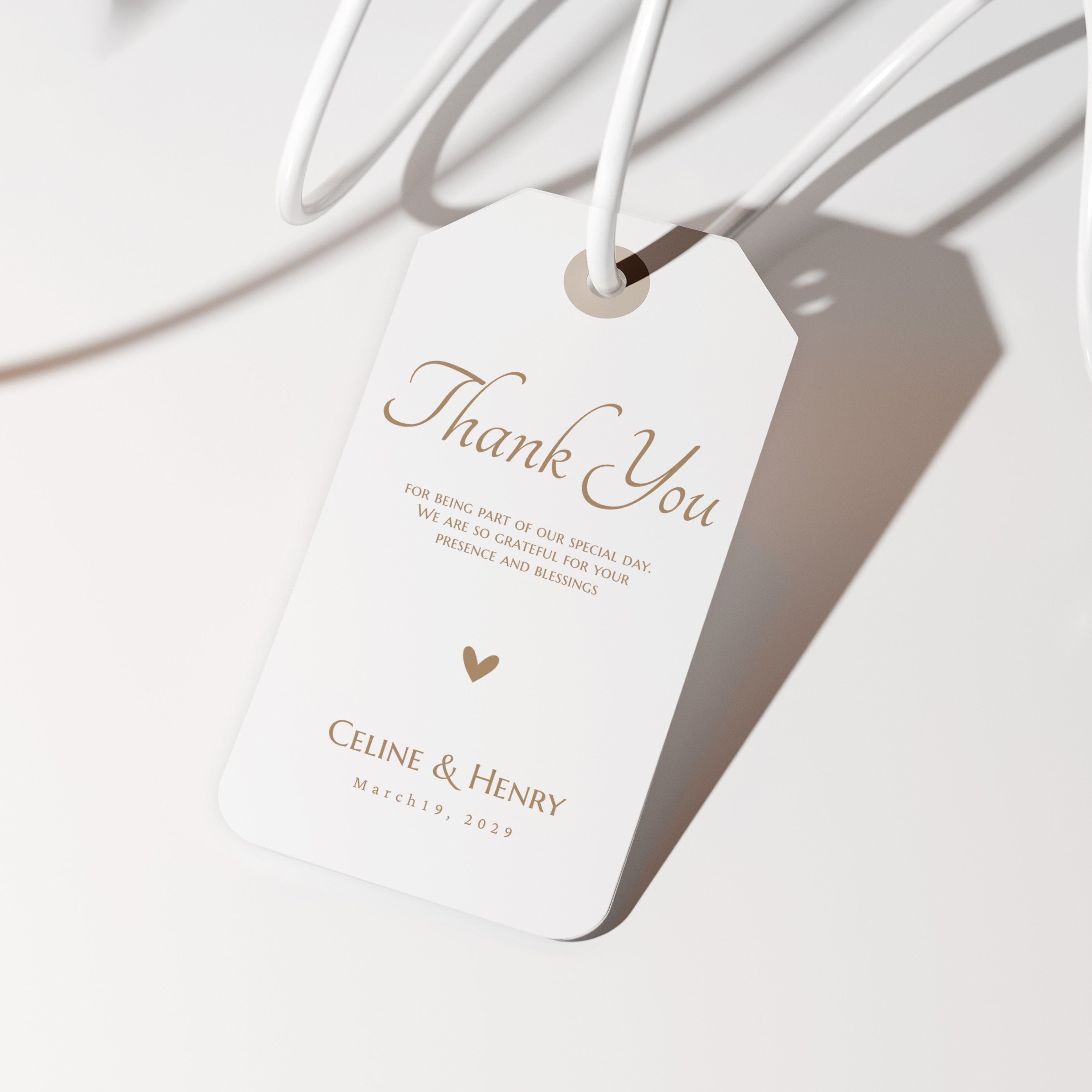 White tag with 'Thank You' text on a white background