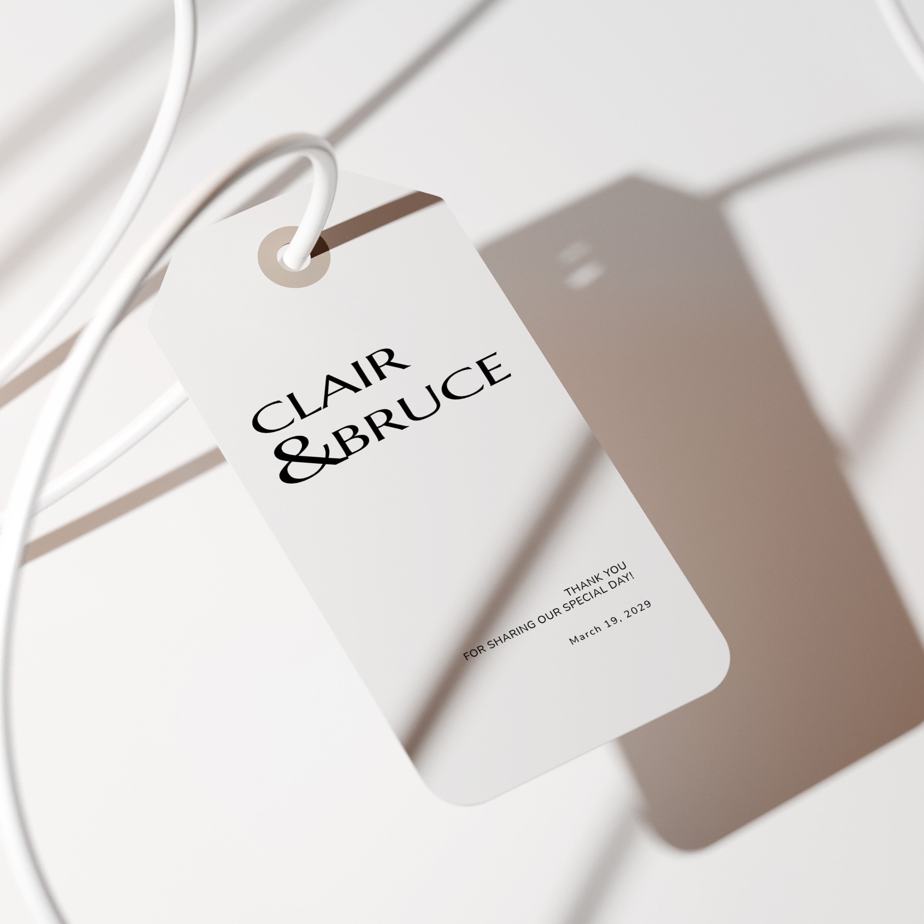 Wedding thank you tag on a white background