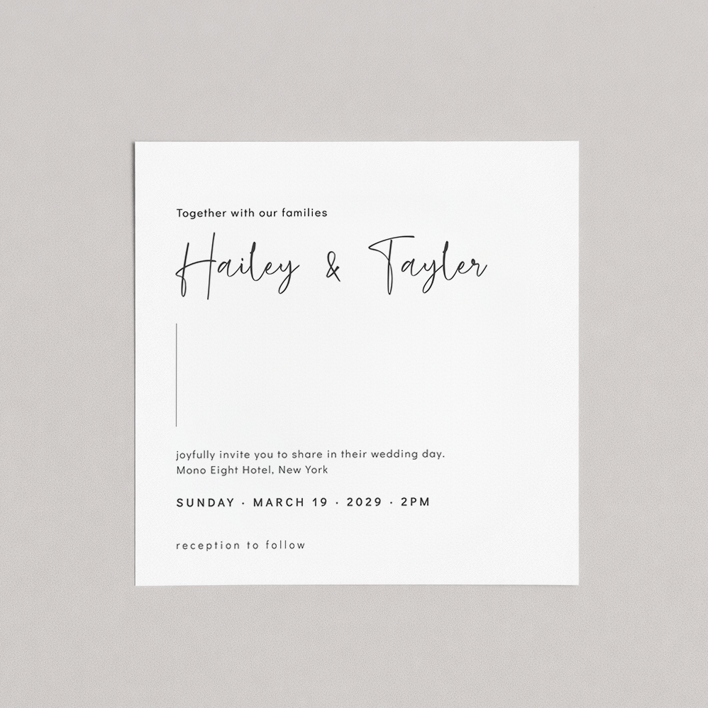 Plantilla de invitación de boda manuscrita | Minimalista y moderna