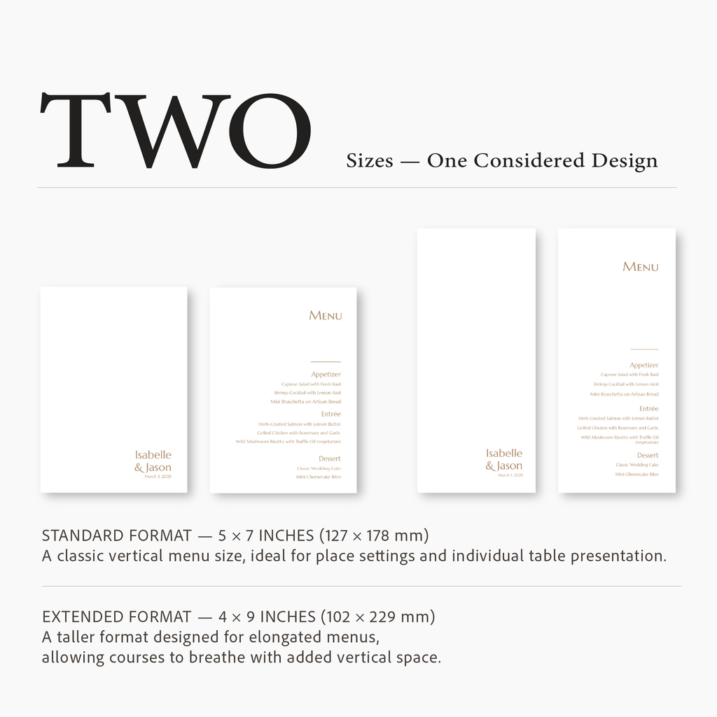 Refined Column Wedding Menu