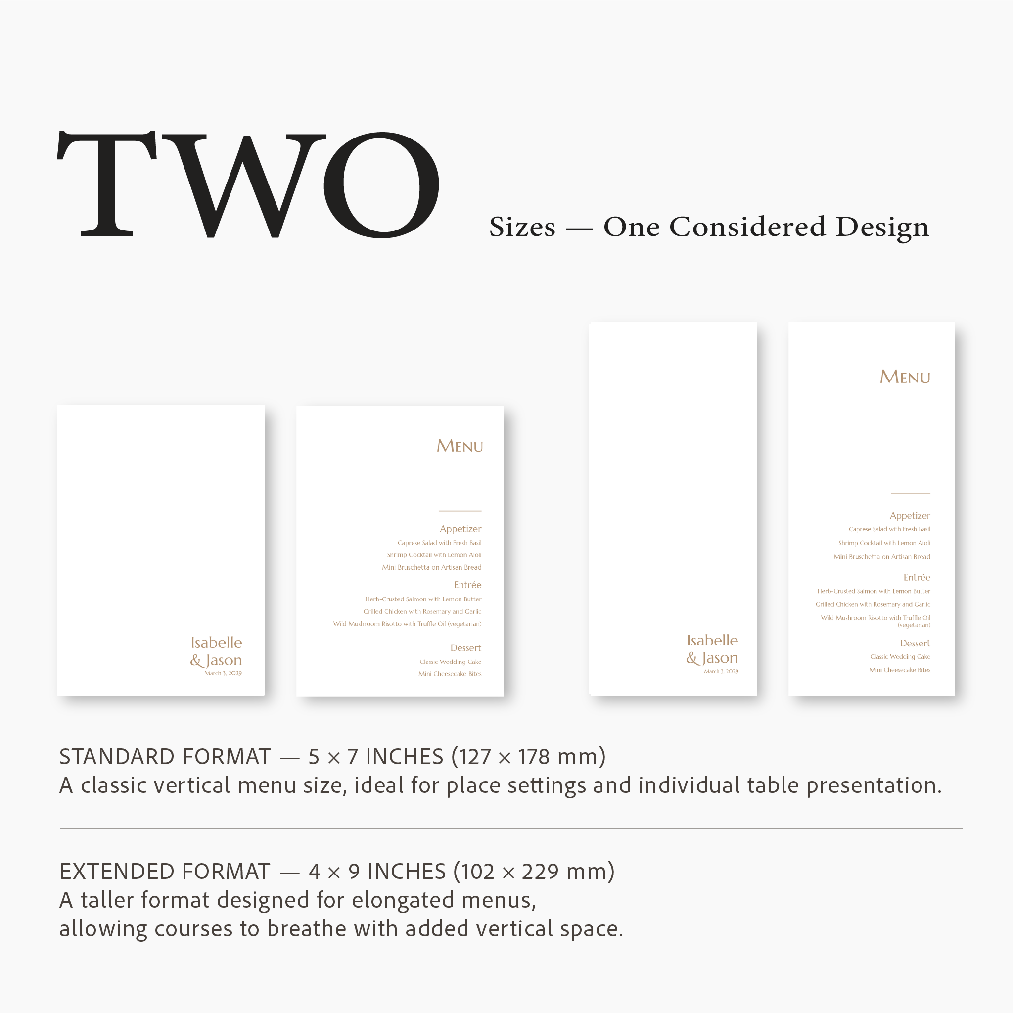 Refined Column Wedding Menu