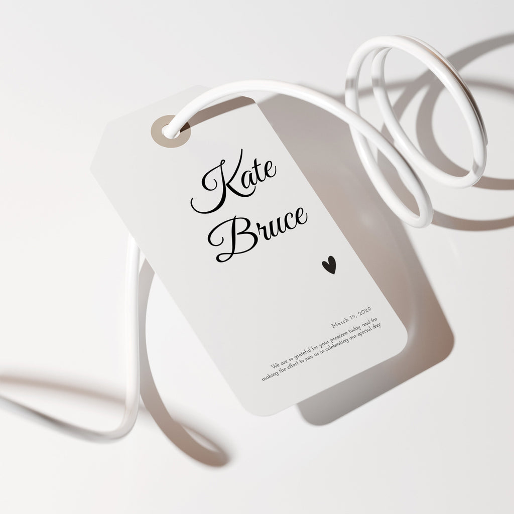 minimal wedding thank you tag template with elegant script names