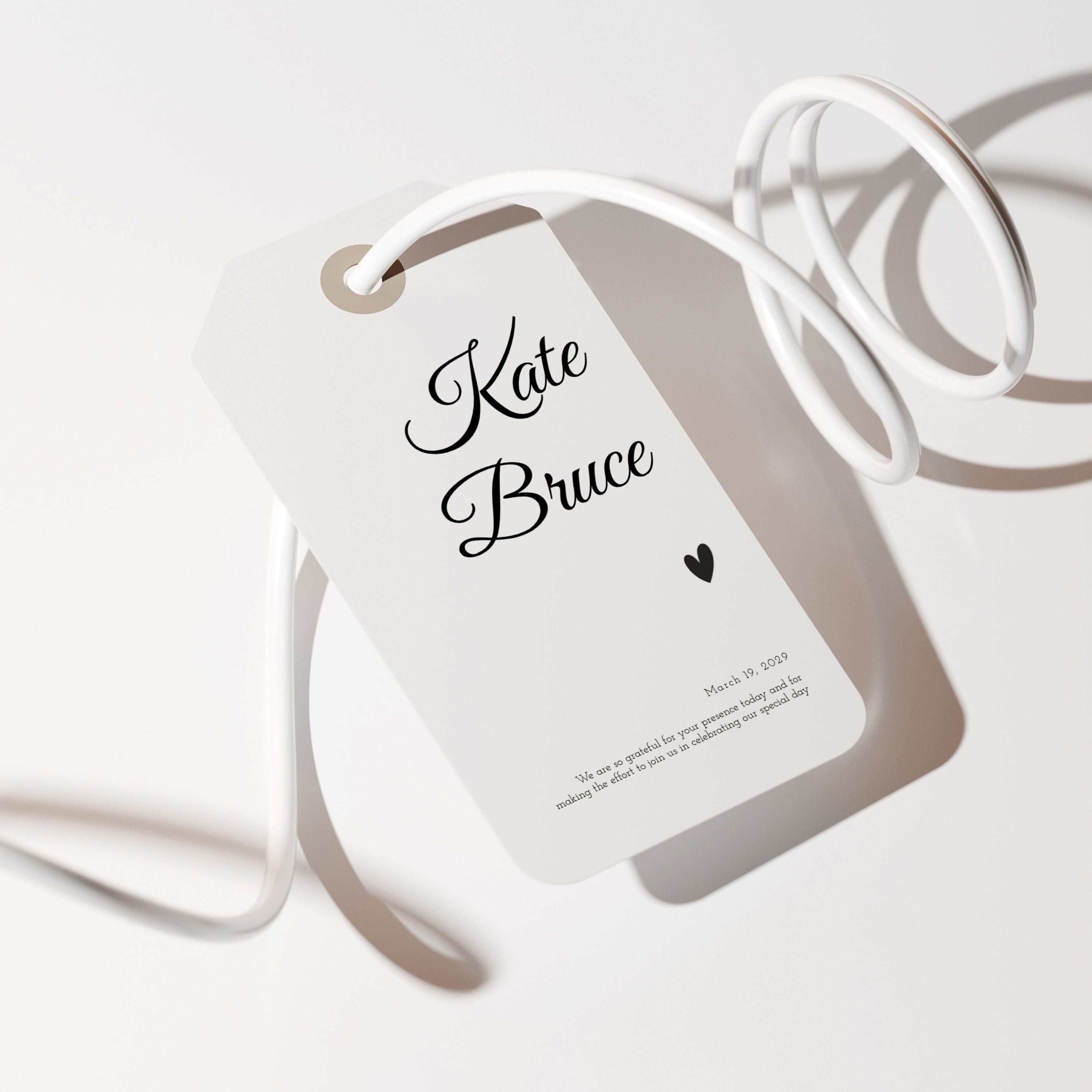 minimal wedding thank you tag template with elegant script names