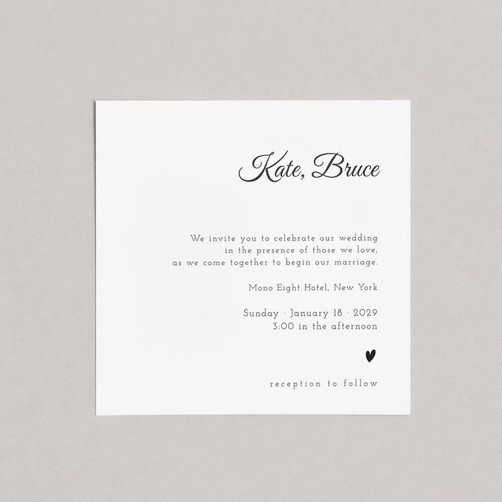 Plantilla de invitación de boda con escritura fluida y elegancia moderna