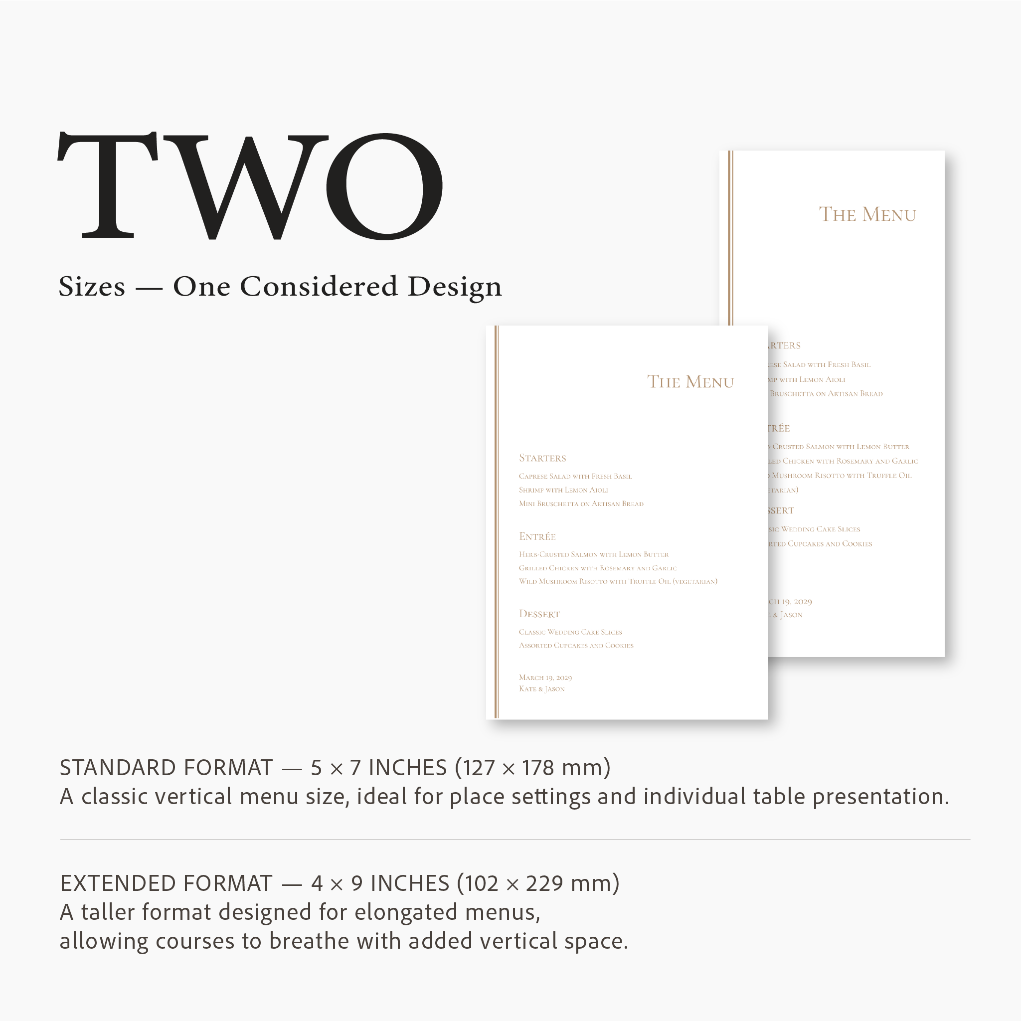 Soft Structure Wedding Menu
