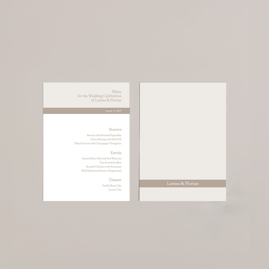 Refined Band Wedding Menu