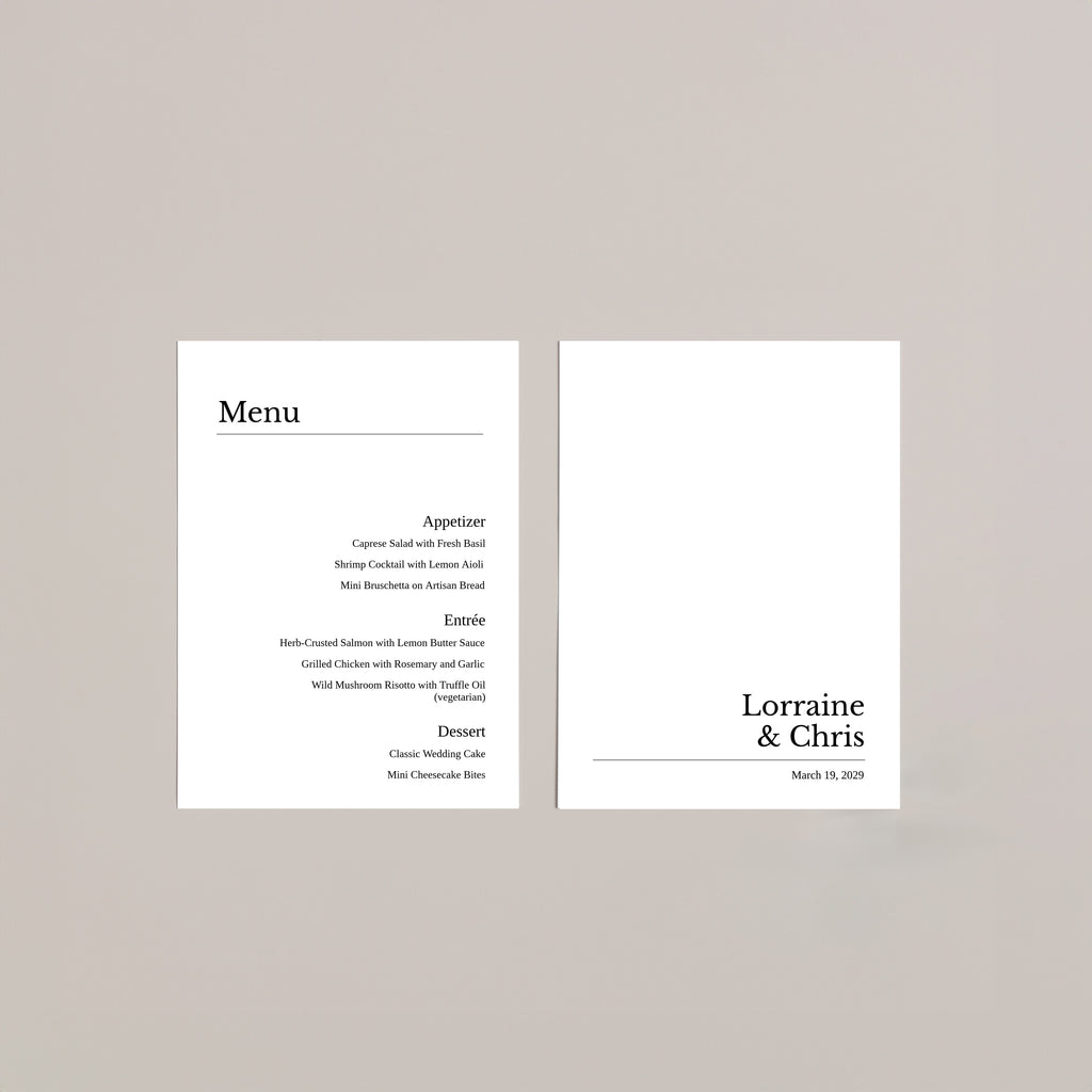 Editorial Serif Wedding Menu