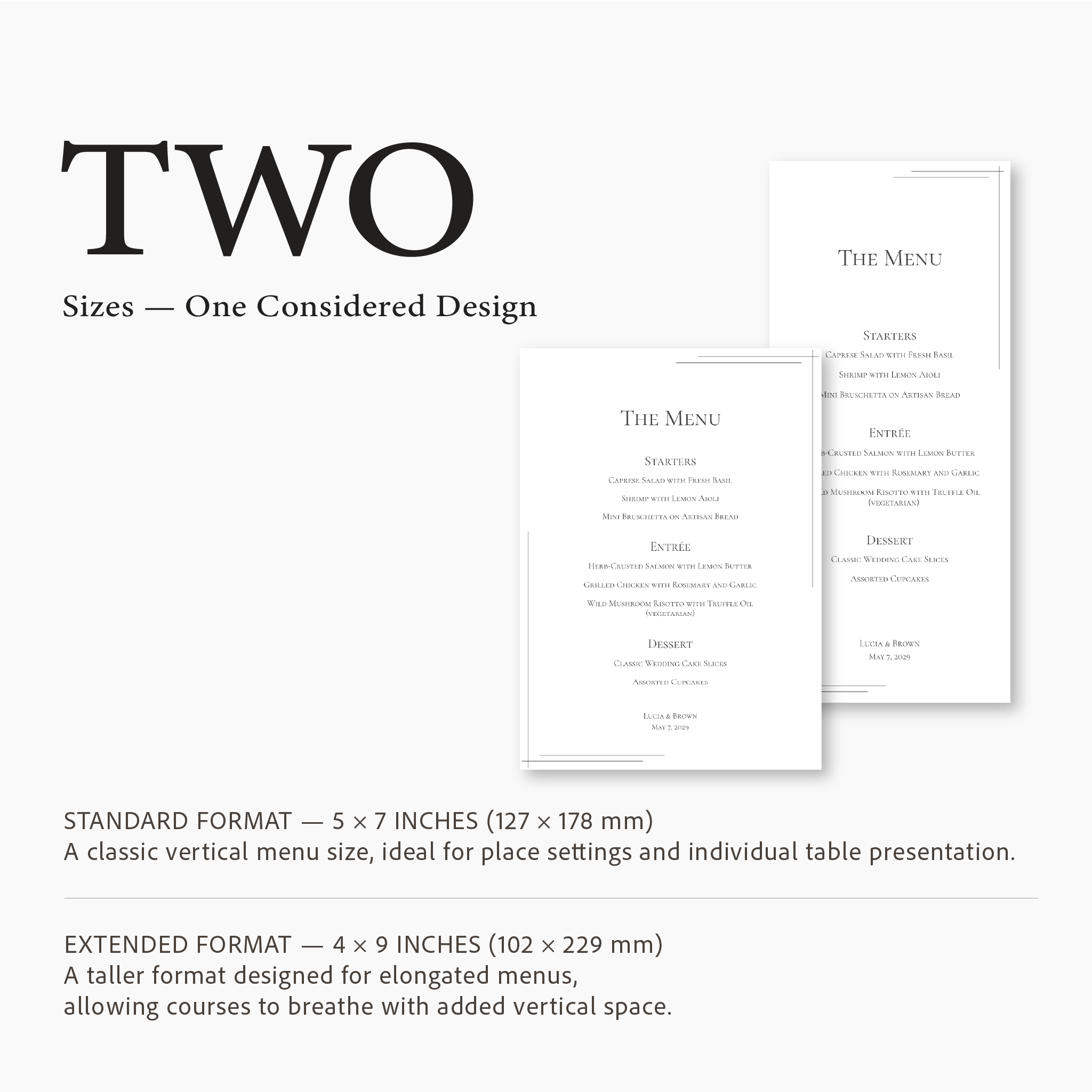 Balanced Frame Wedding Menu