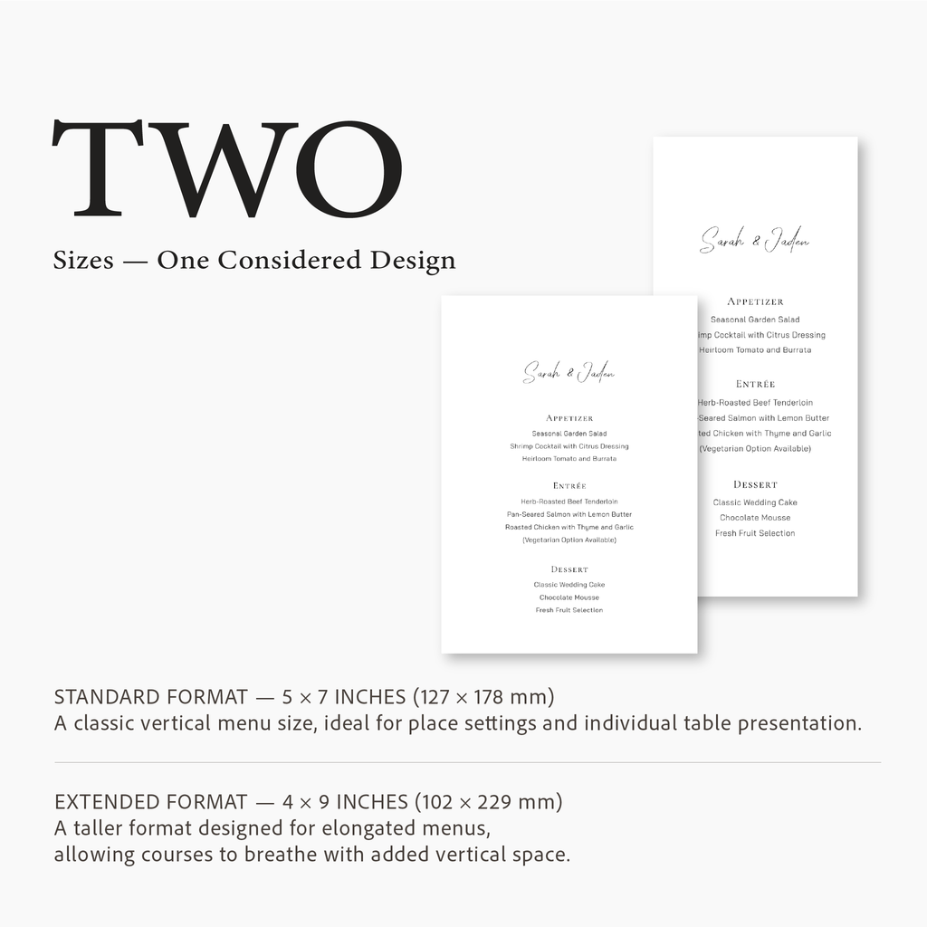 Name-Centered Wedding Menu