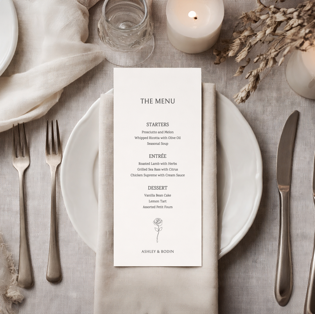 Floral Line Serif Wedding Menu