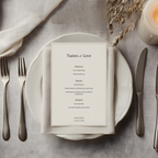 Step by step customization of a minimalist wedding menu template with final mockup reveal