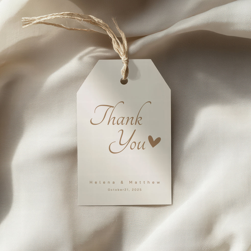 Screen capture of customizing a luxury minimal wedding favor tag template
