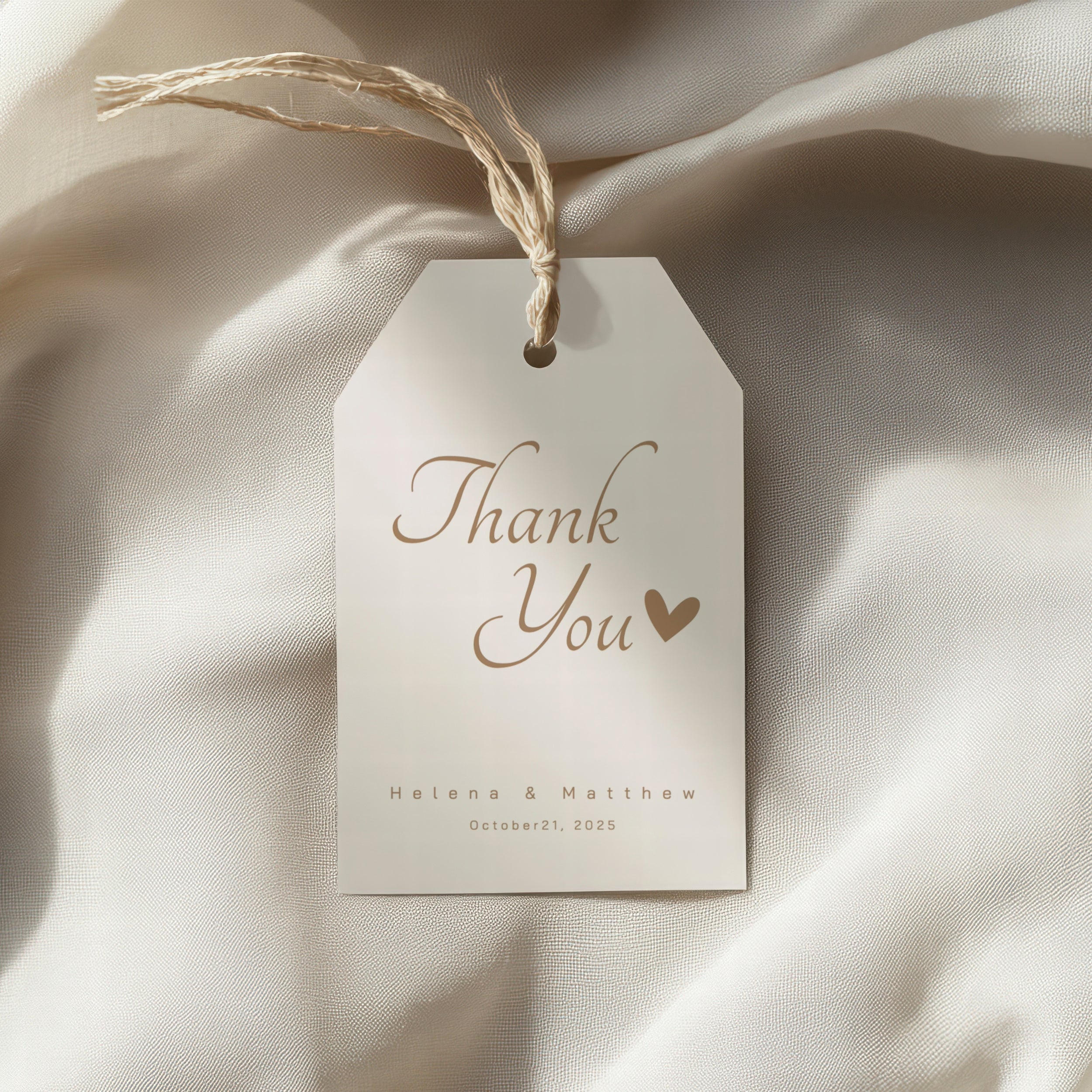 Screen capture of customizing a luxury minimal wedding favor tag template