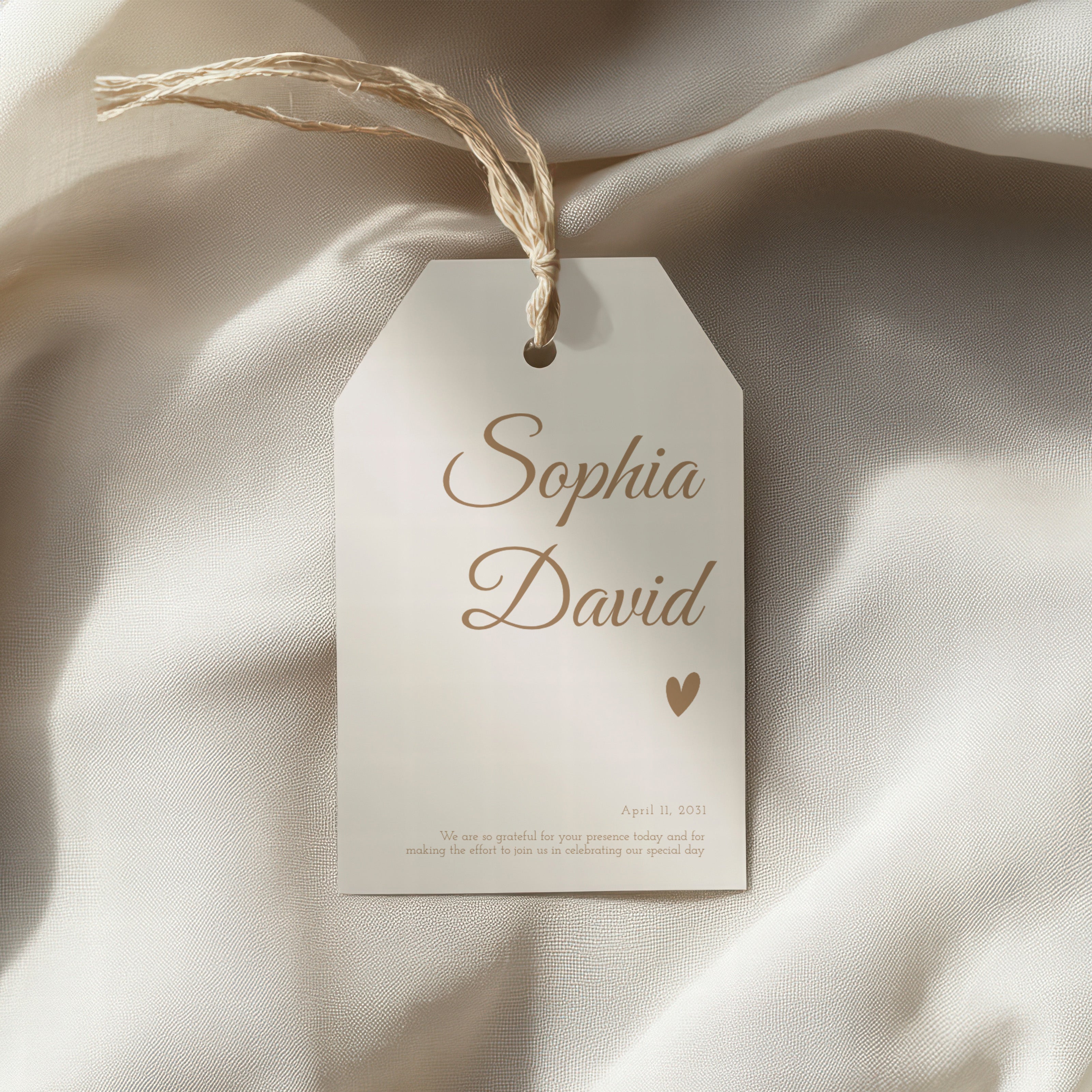 Online editing process of a refined minimalist wedding thank you tag template