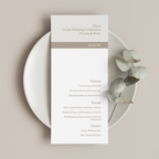 Editing process of a clean editorial wedding menu in Templett followed by a styled presentation image