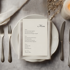 Screen capture of updating wedding menu details in Templett and showcasing final mockup layout