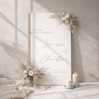 Video walkthrough of personalizing an elegant wedding welcome sign template with styled final preview