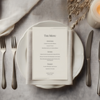 Templett wedding menu template editing tutorial ending with elegant mockup display